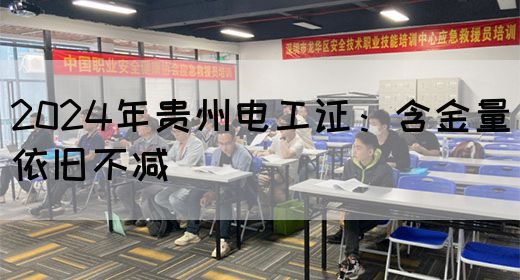 2024年贵州电工证：含金量依旧不减